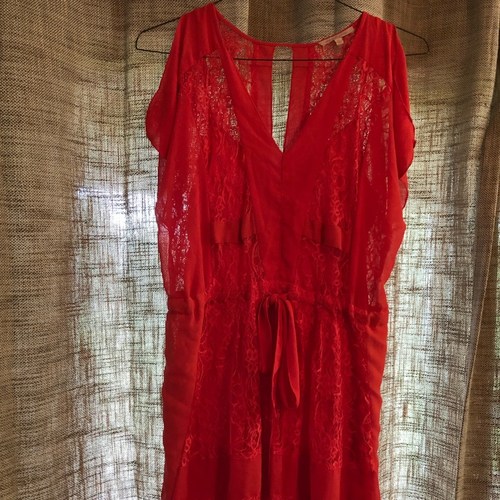 Bright Orange Cold Shoulder Dress